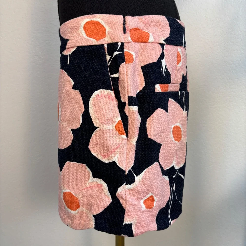 Anthropologie Georgie Scalloped Shorts Navy‎ Pink Floral High Rise Size 10
